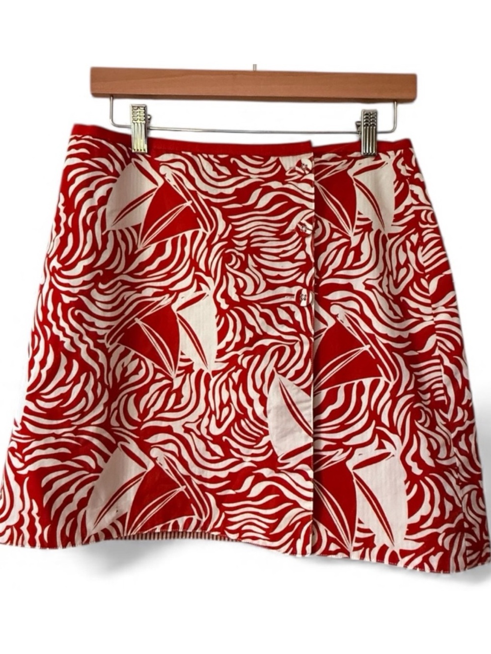 Vineyard Vines Reversible Nautical Sailboat Seersucker Mini Skirt Size 4 red